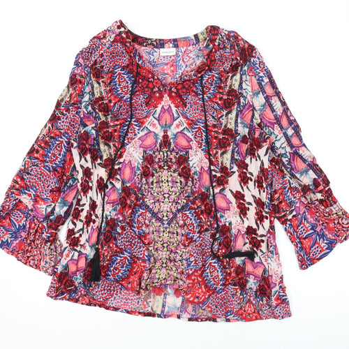 Together Womens Multicoloured Geometric Viscose Basic Blouse Size 10 V-Neck