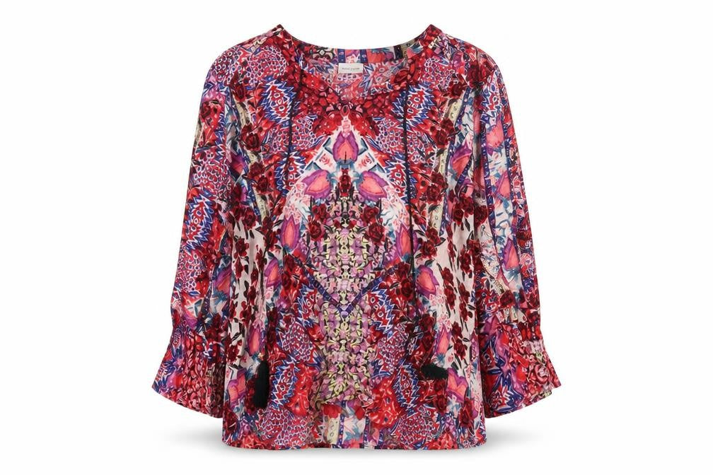 Together Womens Multicoloured Geometric Viscose Basic Blouse Size 10 V-Neck