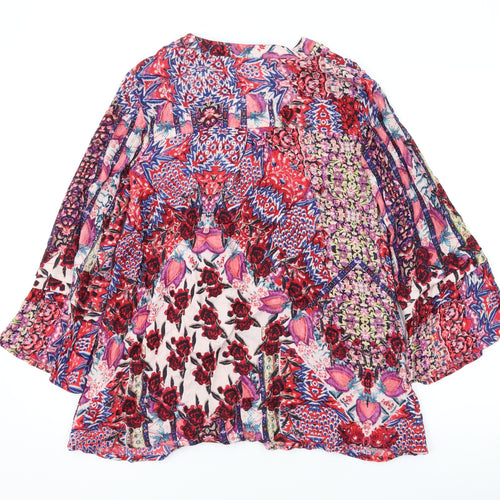 Together Womens Multicoloured Geometric Viscose Basic Blouse Size 10 V-Neck