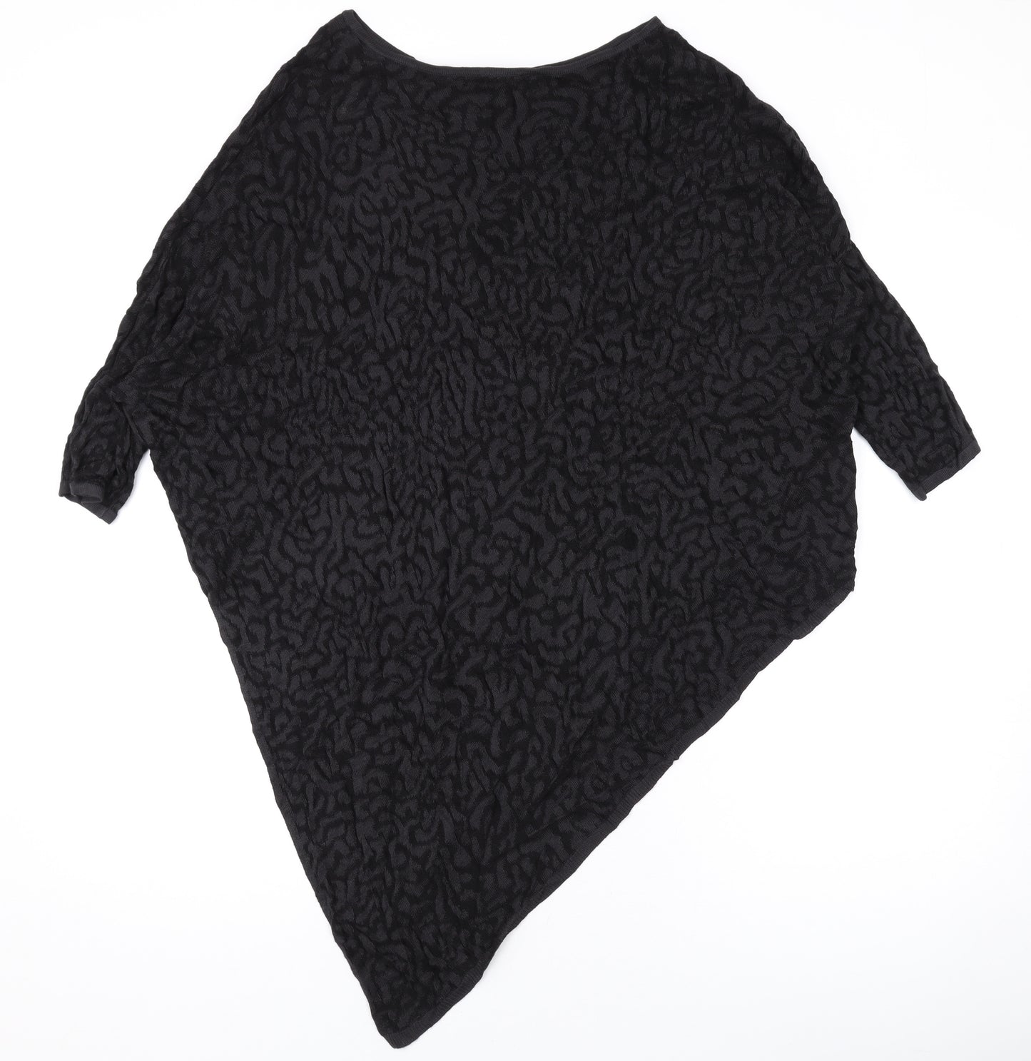 Phase Eight Womens Black Geometric Viscose Basic T-Shirt Size M Round Neck