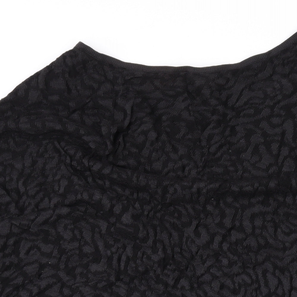 Phase Eight Womens Black Geometric Viscose Basic T-Shirt Size M Round Neck