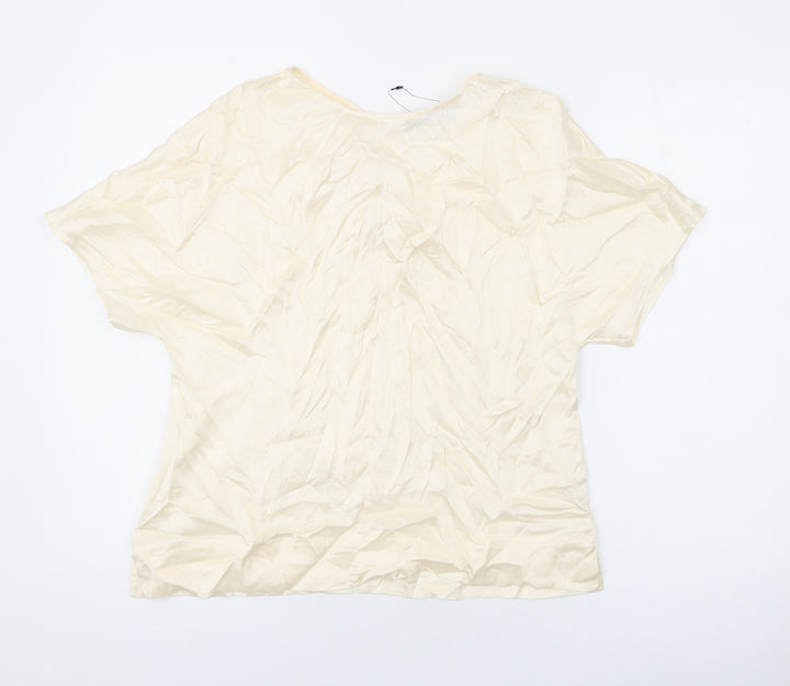 Marks and Spencer Womens Beige Polyester Basic T-Shirt Size 10 Round Neck
