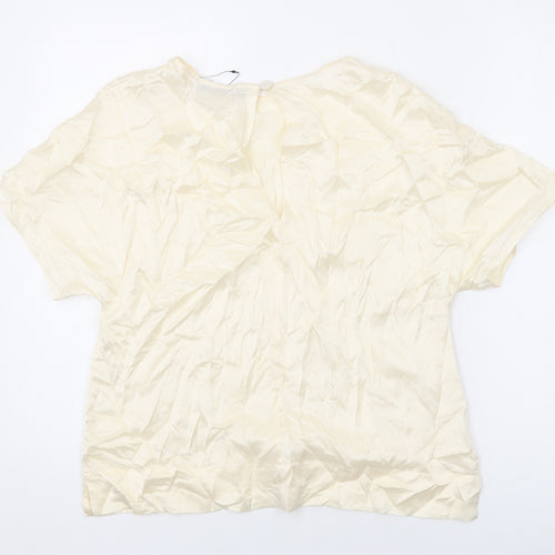 Marks and Spencer Womens Beige Polyester Basic T-Shirt Size 10 Round Neck