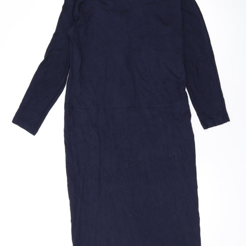 Jaeger Womens Blue Viscose A-Line Size S V-Neck Zip
