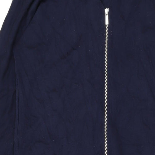 Jaeger Womens Blue Viscose A-Line Size S V-Neck Zip