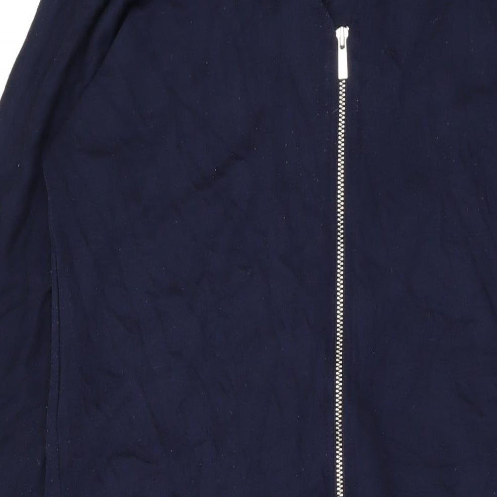 Jaeger Womens Blue Viscose A-Line Size S V-Neck Zip