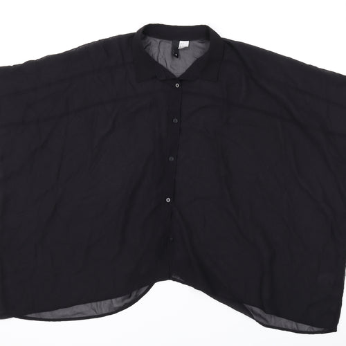 H&M Womens Black Polyester Basic Button-Up Size 8 Collared