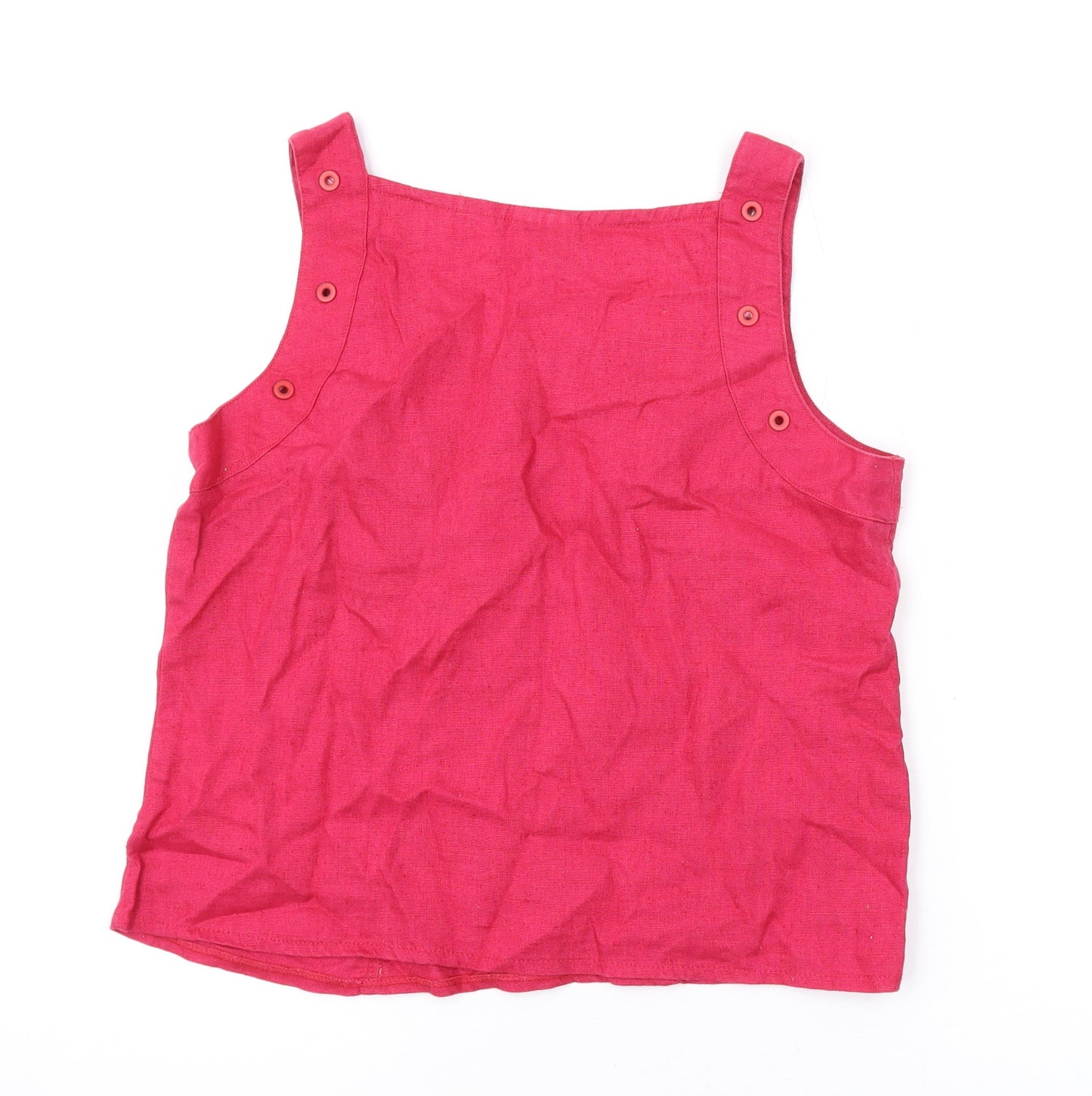 Roman Womens Pink Linen Basic Tank Size 12 Square Neck
