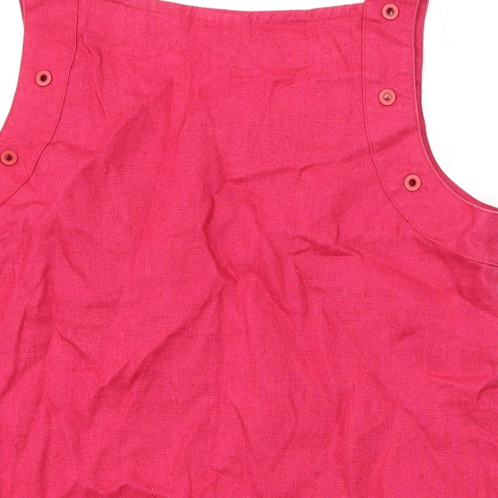 Roman Womens Pink Linen Basic Tank Size 12 Square Neck