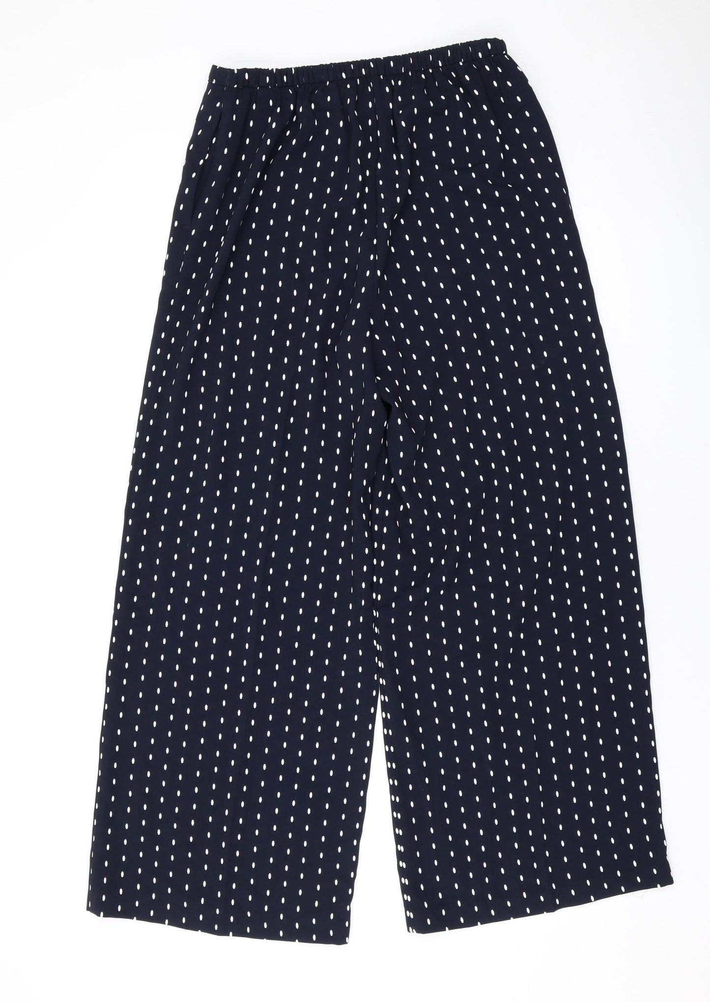 Marks and Spencer Womens Black Polka Dot Polyester Trousers Size 10 L27 in Regular Drawstring