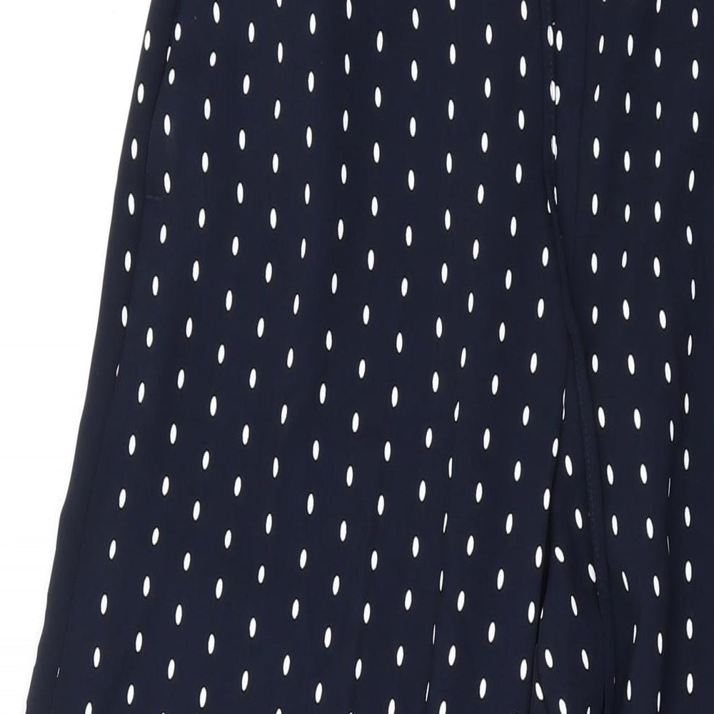 Marks and Spencer Womens Black Polka Dot Polyester Trousers Size 10 L27 in Regular Drawstring