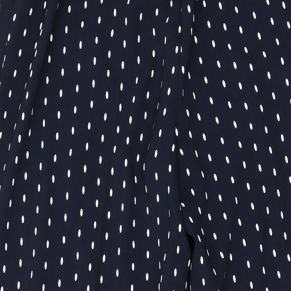 Marks and Spencer Womens Black Polka Dot Polyester Trousers Size 10 L27 in Regular Drawstring