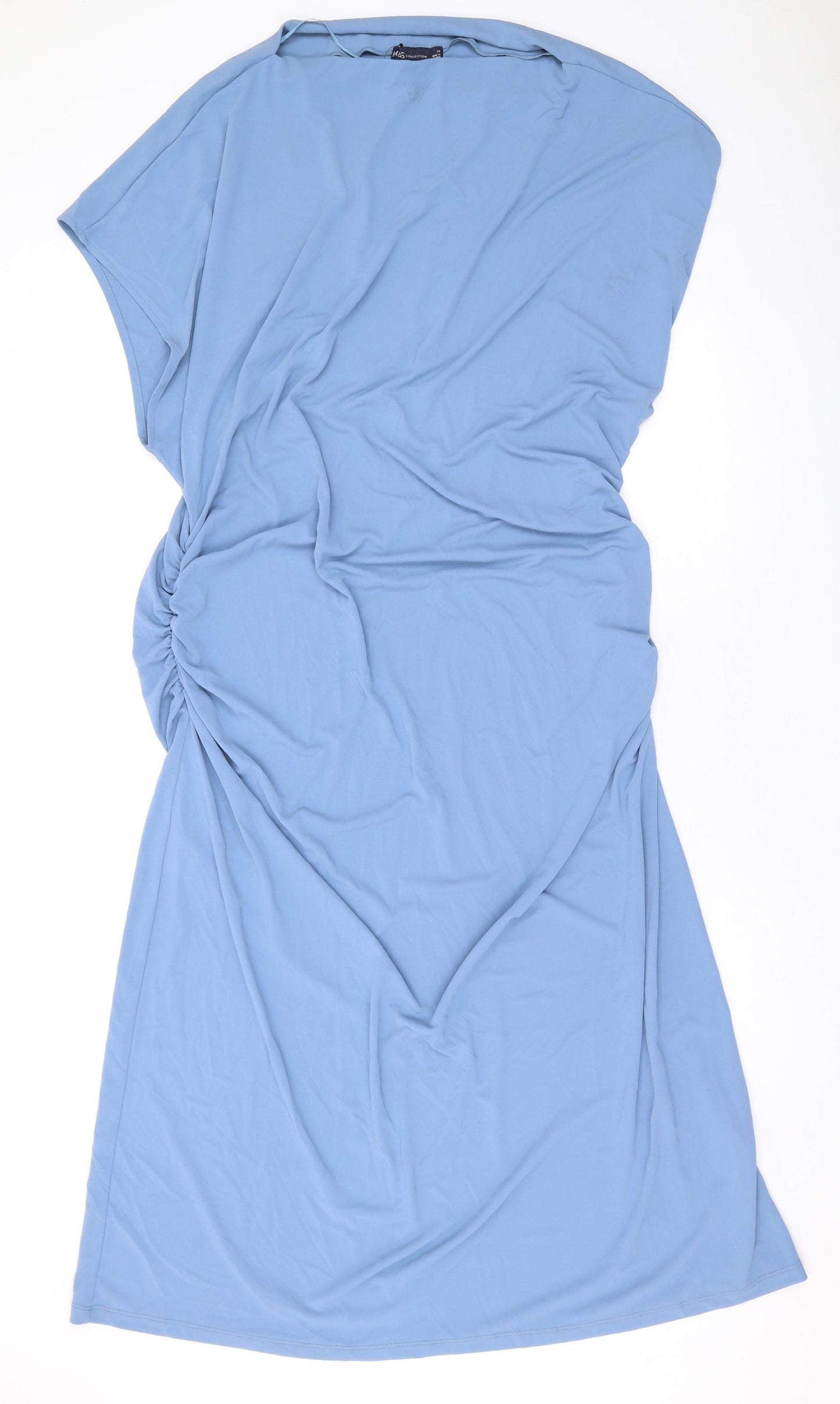 Marks and Spencer Womens Blue Polyester Maxi Size 20 Boat Neck Pullover