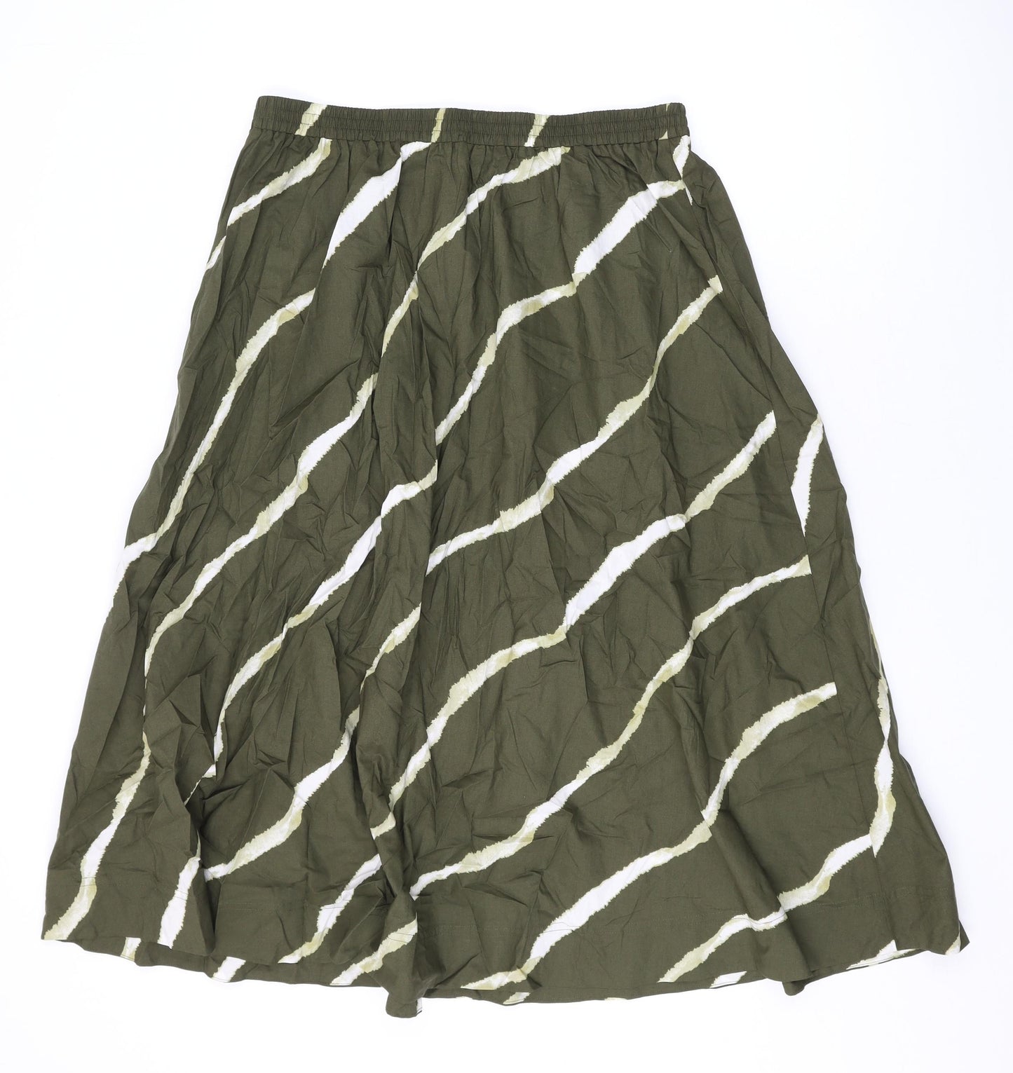 Marks and Spencer Womens Green Geometric Cotton Swing Skirt Size 14