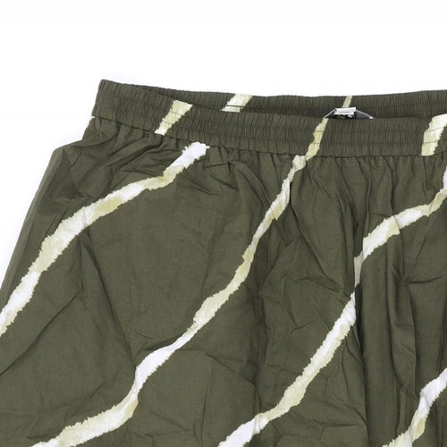 Marks and Spencer Womens Green Geometric Cotton Swing Skirt Size 14