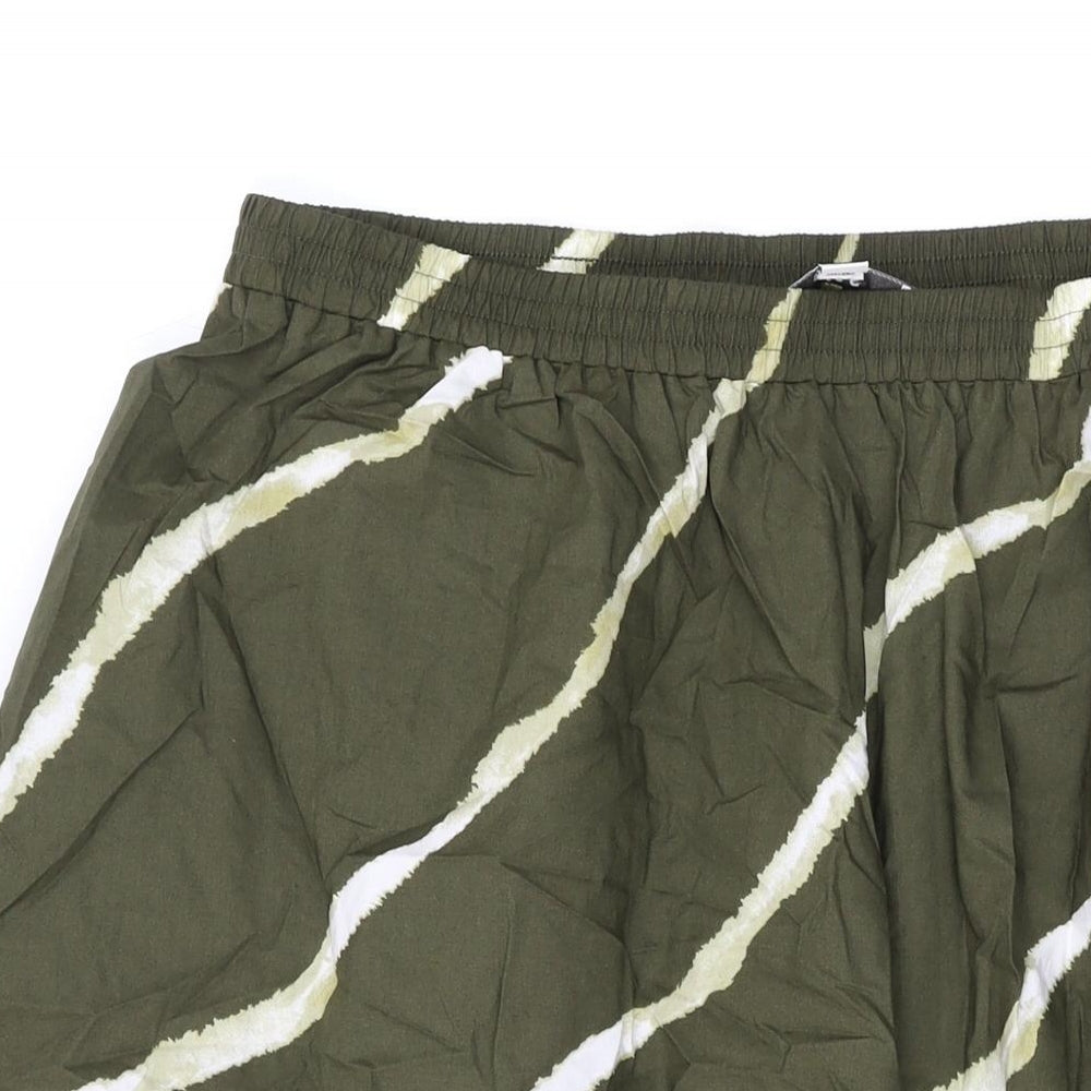 Marks and Spencer Womens Green Geometric Cotton Swing Skirt Size 14