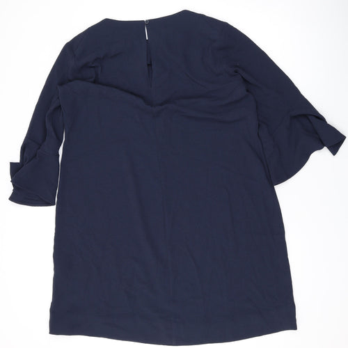 Finery Womens Blue Polyester A-Line Size 18 Round Neck Button