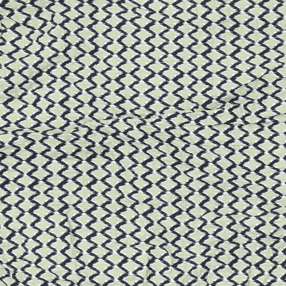 Marks and Spencer Womens Green Geometric Cotton Basic Blouse Size 20 Round Neck