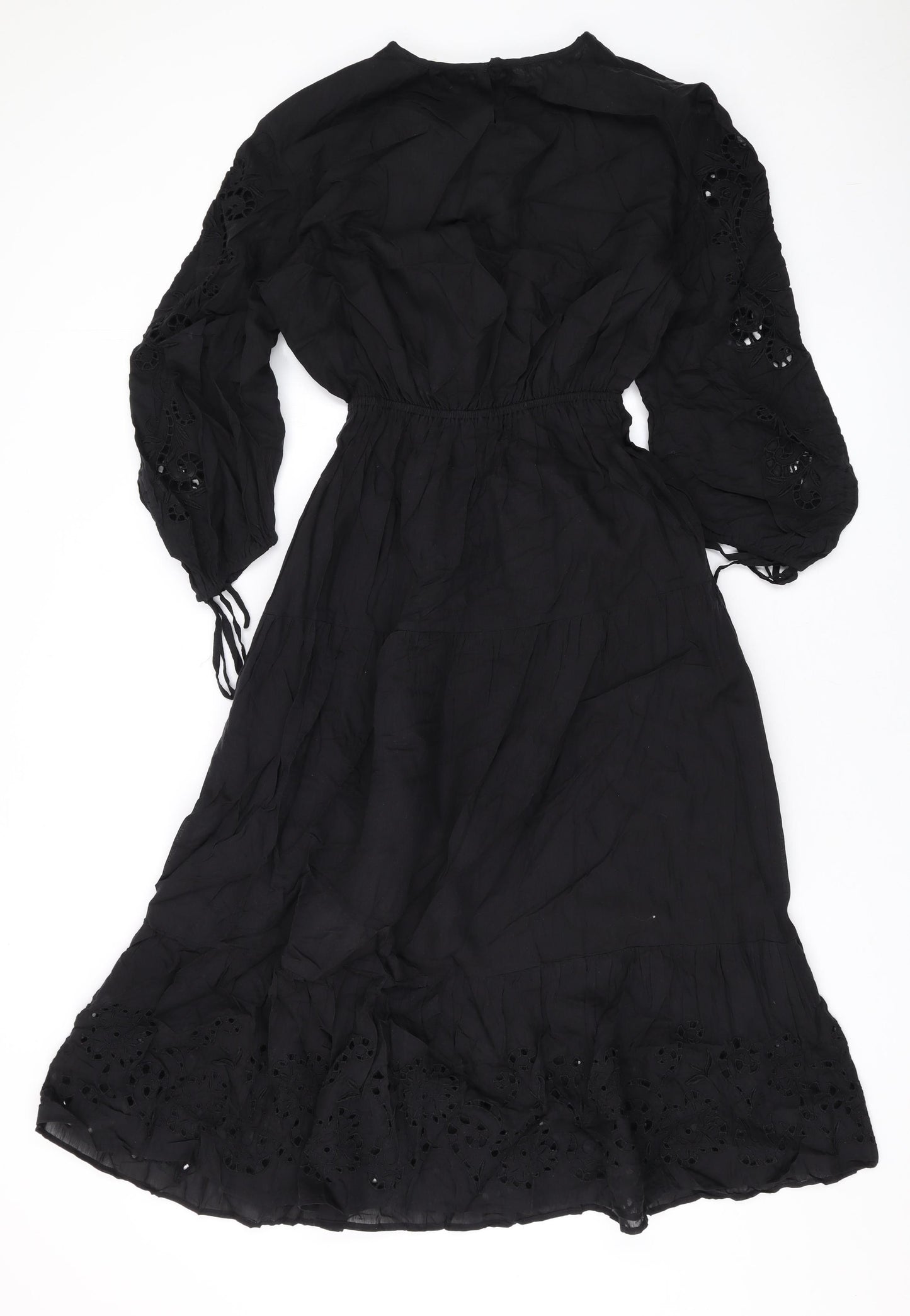 Per Una Womens Black Cotton Maxi Size 8 Round Neck Button