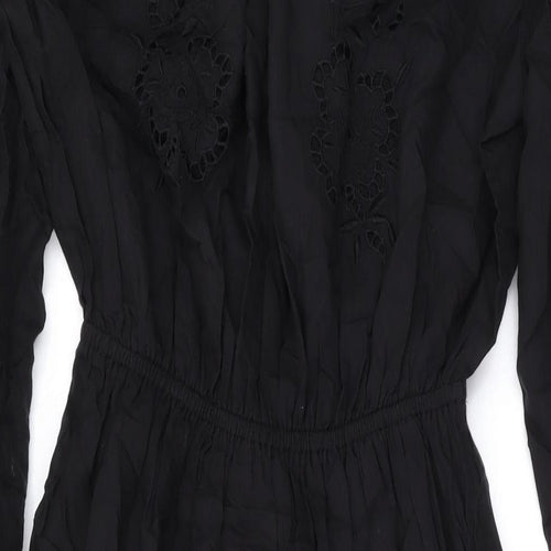 Per Una Womens Black Cotton Maxi Size 8 Round Neck Button