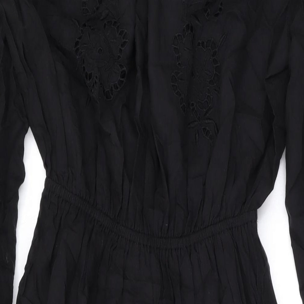 Per Una Womens Black Cotton Maxi Size 8 Round Neck Button