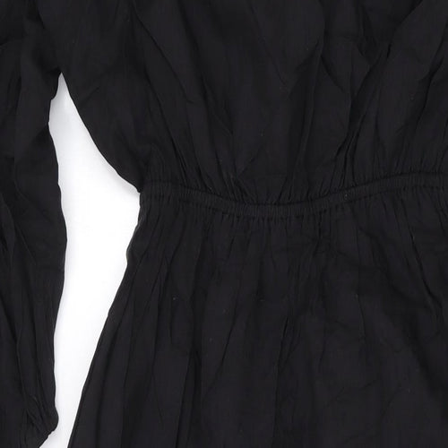 Per Una Womens Black Cotton Maxi Size 8 Round Neck Button