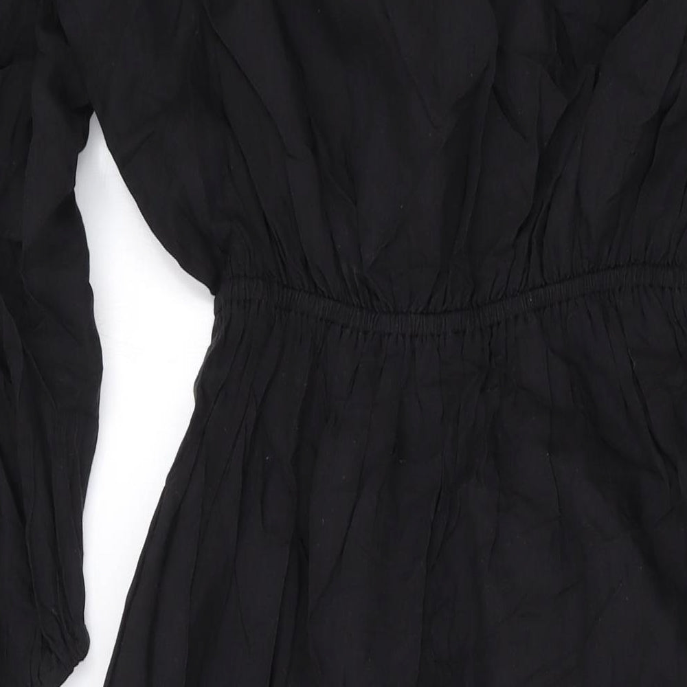 Per Una Womens Black Cotton Maxi Size 8 Round Neck Button