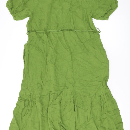 Per Una Womens Green Cotton Maxi Size 10 V-Neck Pullover