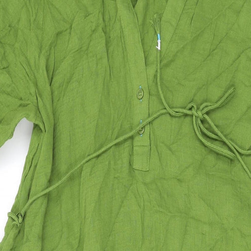 Per Una Womens Green Cotton Maxi Size 10 V-Neck Pullover