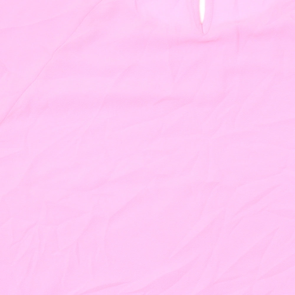 Marks and Spencer Womens Pink Polyester Basic T-Shirt Size 14 Round Neck