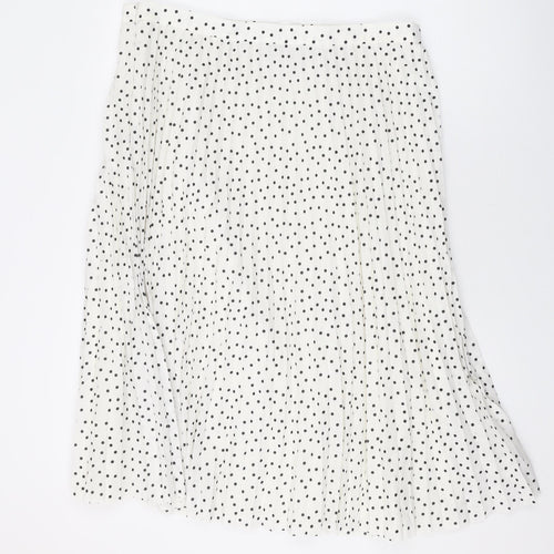 Marks and Spencer Womens White Polka Dot Polyester Swing Skirt Size 18