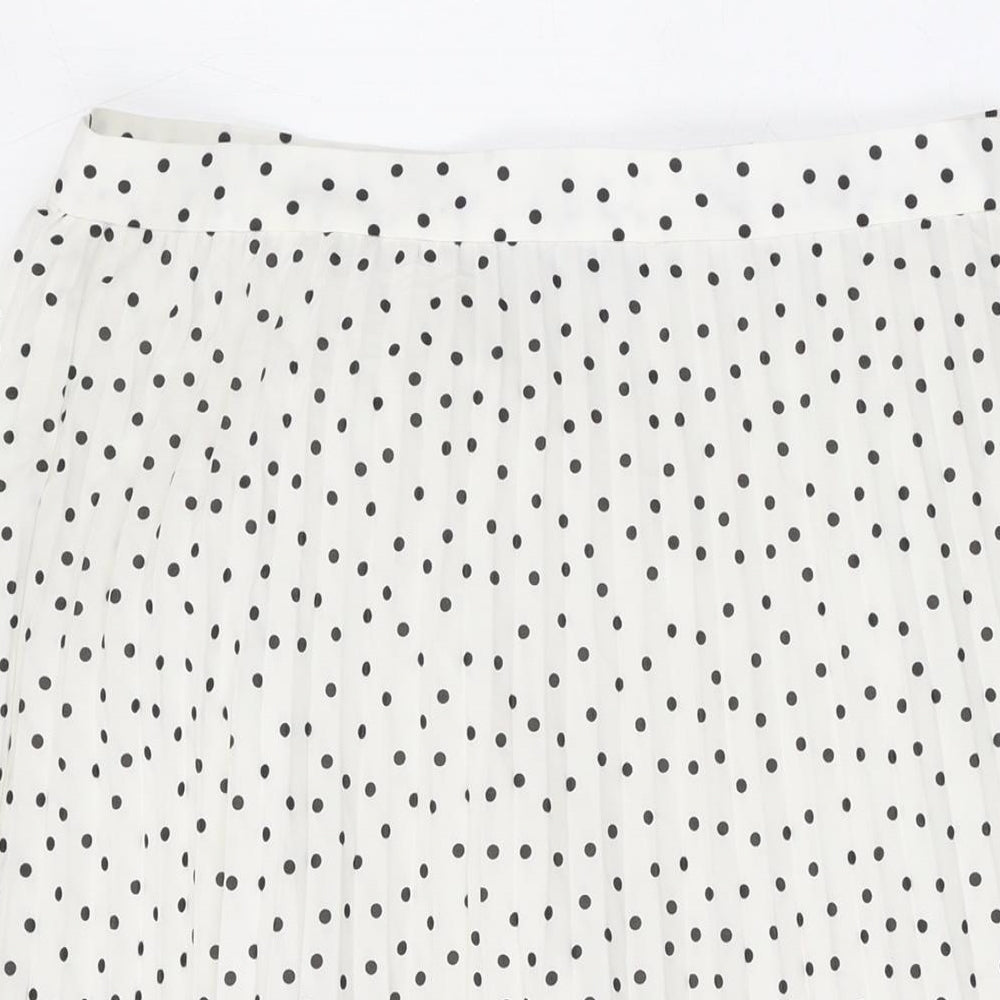 Marks and Spencer Womens White Polka Dot Polyester Swing Skirt Size 18