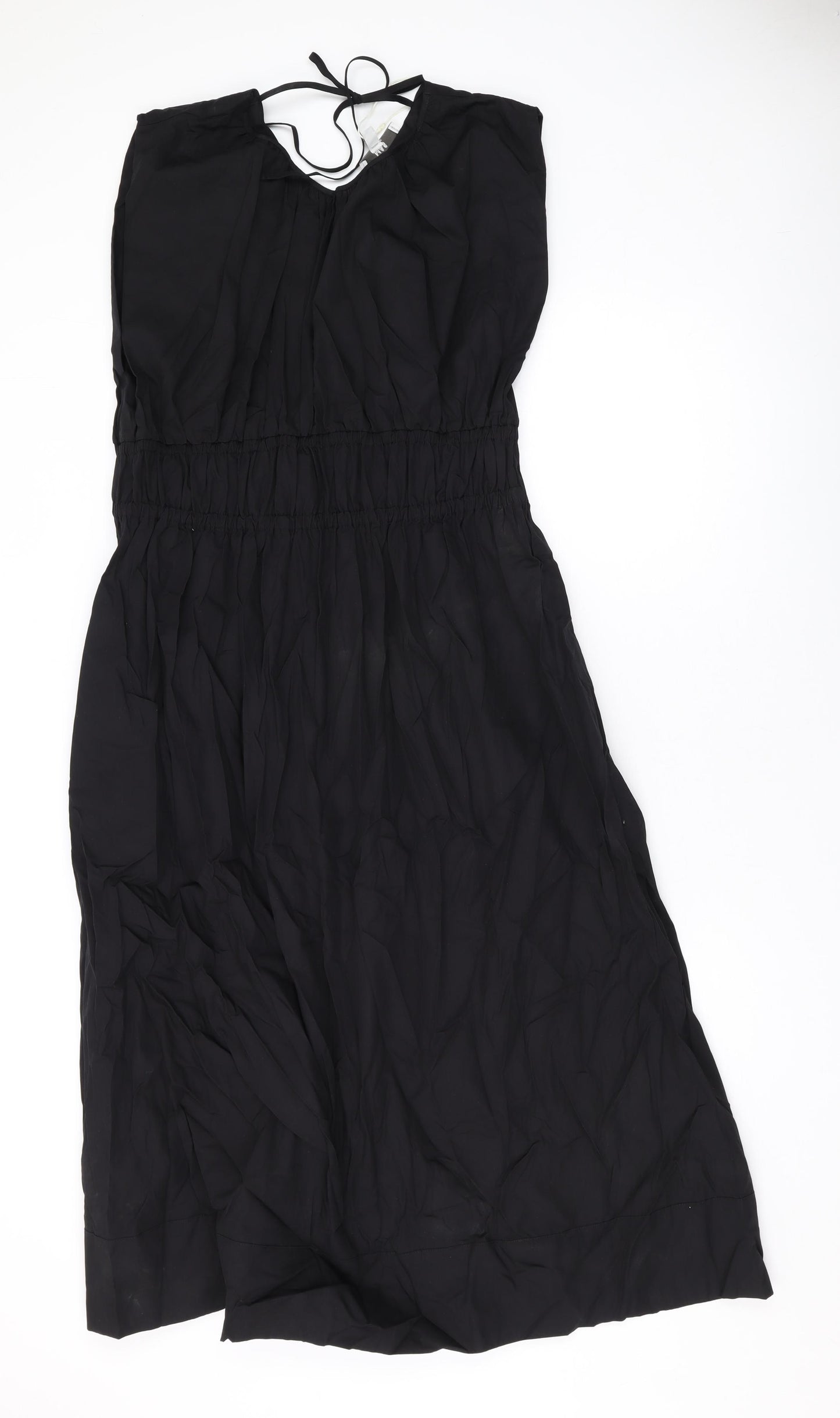 Marks and Spencer Womens Black Cotton Maxi Size 14 Round Neck Pullover