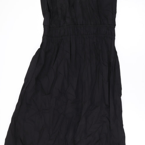 Marks and Spencer Womens Black Cotton Maxi Size 14 Round Neck Pullover