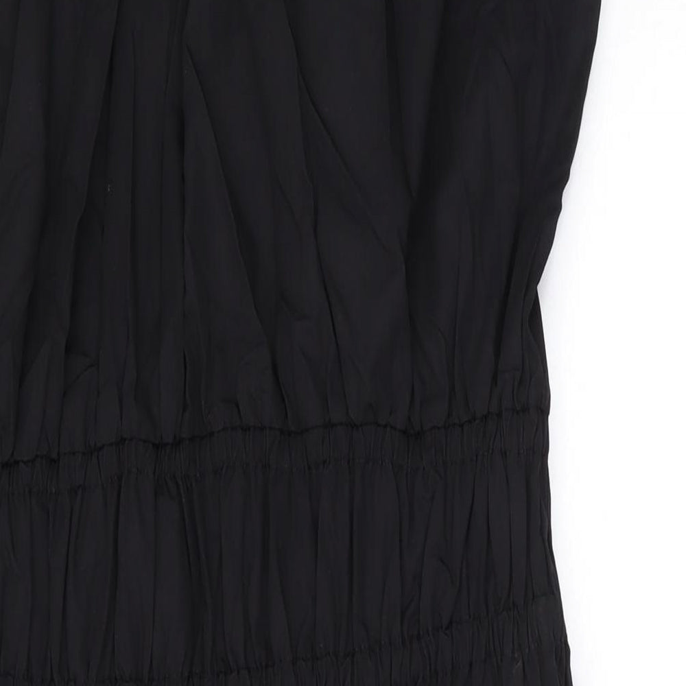 Marks and Spencer Womens Black Cotton Maxi Size 14 Round Neck Pullover