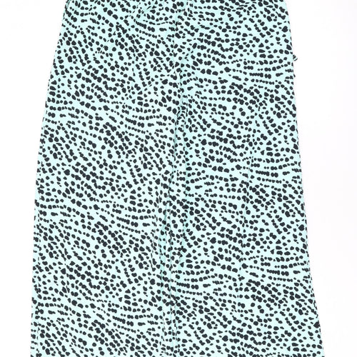 Marks and Spencer Womens Green Animal Print Polyester Trousers Size 12 L28 in Regular Drawstring