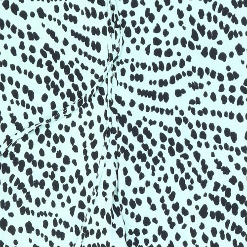 Marks and Spencer Womens Green Animal Print Polyester Trousers Size 12 L28 in Regular Drawstring