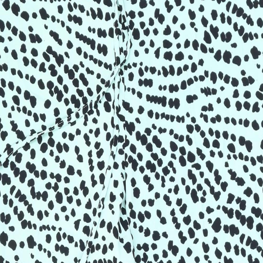 Marks and Spencer Womens Green Animal Print Polyester Trousers Size 12 L28 in Regular Drawstring