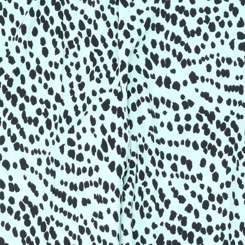 Marks and Spencer Womens Green Animal Print Polyester Trousers Size 12 L28 in Regular Drawstring