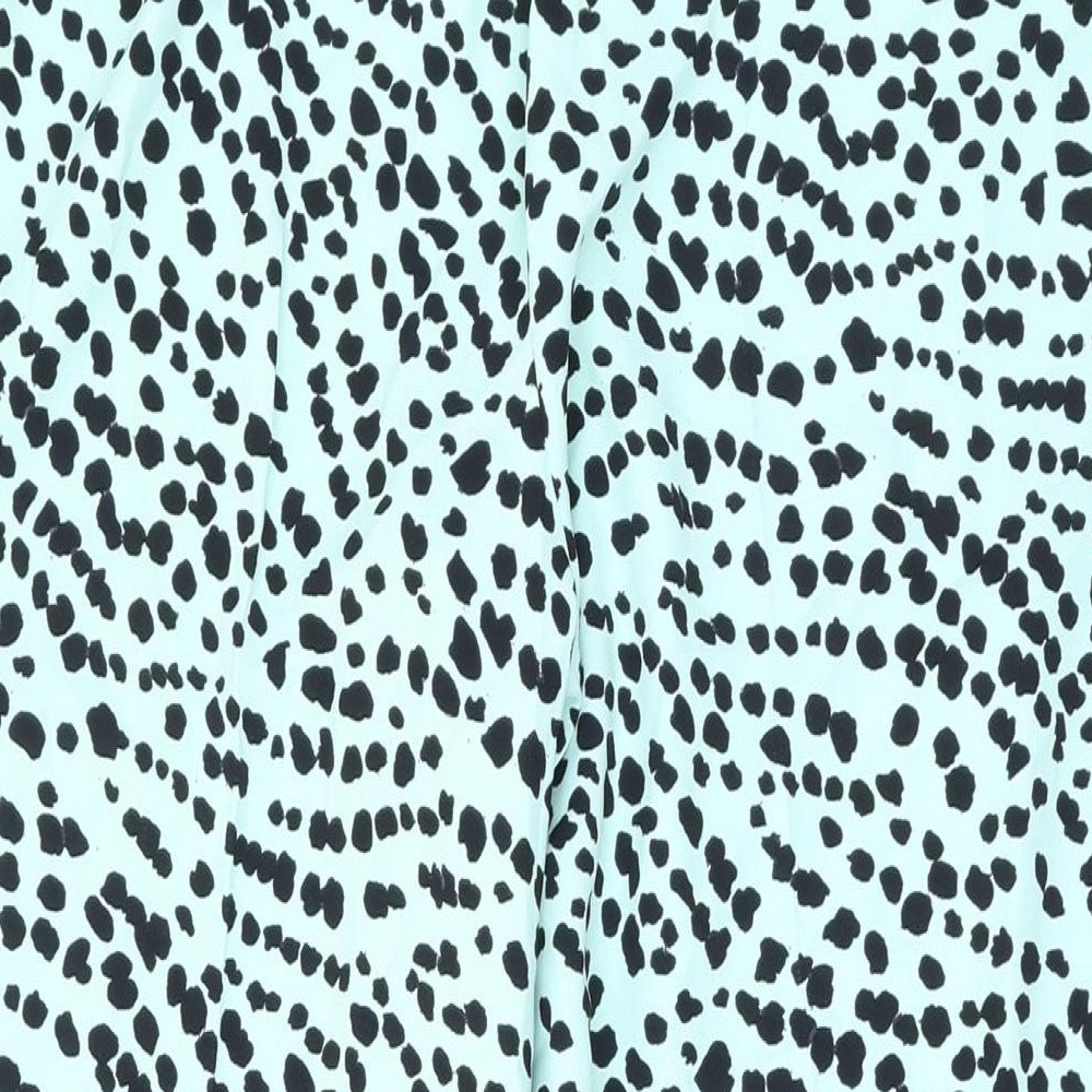 Marks and Spencer Womens Green Animal Print Polyester Trousers Size 12 L28 in Regular Drawstring