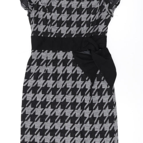 Per Una Womens Green Geometric Polyester Pencil Dress Size 10 Boat Neck Zip