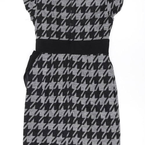 Per Una Womens Green Geometric Polyester Pencil Dress Size 10 Boat Neck Zip