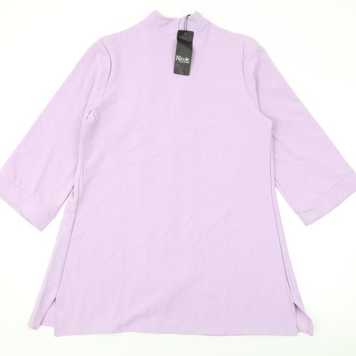 Nicole Womens Purple V-Neck Polyester Cardigan Jumper Size M