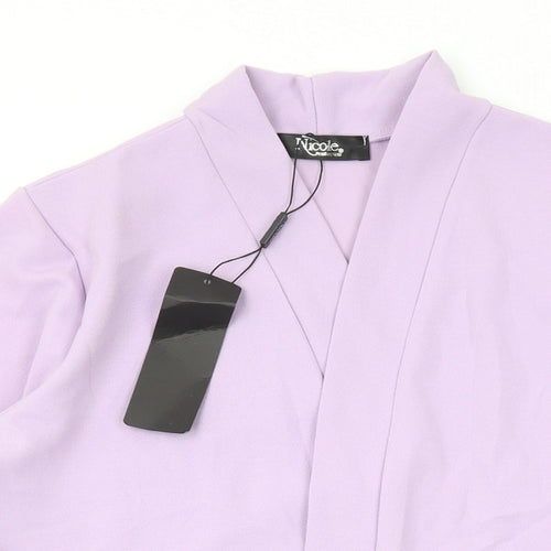 Nicole Womens Purple V-Neck Polyester Cardigan Jumper Size M