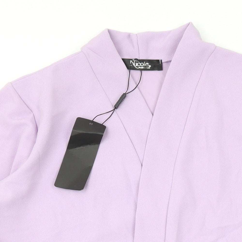 Nicole Womens Purple V-Neck Polyester Cardigan Jumper Size M