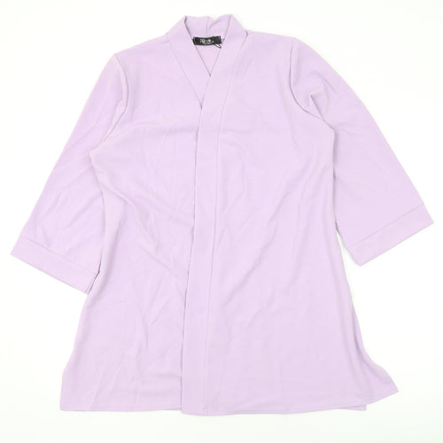 Nicole Womens Purple V-Neck Polyester Cardigan Jumper Size M