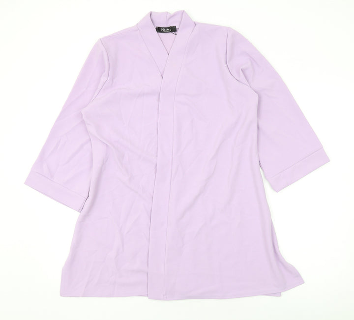 Nicole Womens Purple V-Neck Polyester Cardigan Jumper Size M
