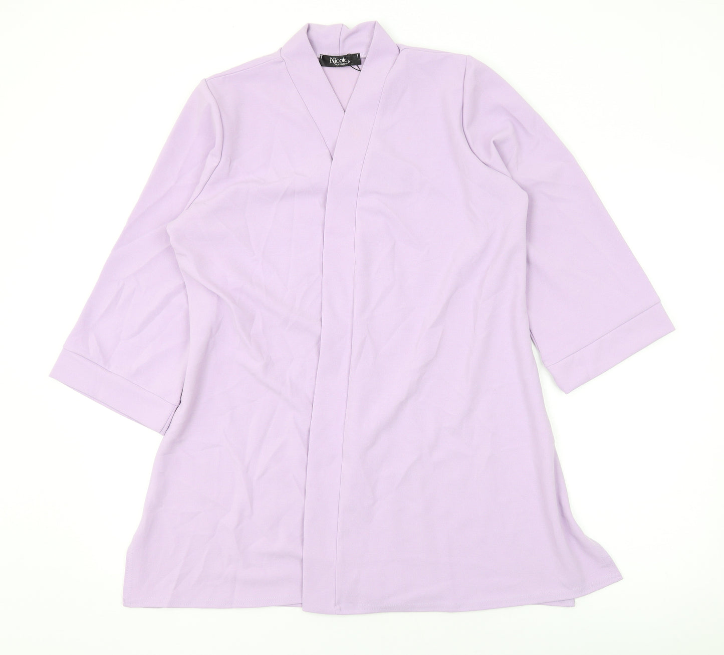 Nicole Womens Purple V-Neck Polyester Cardigan Jumper Size M