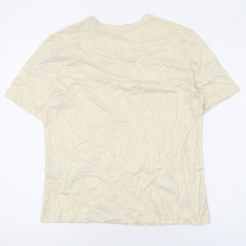 Marks and Spencer Womens Beige Cotton Basic T-Shirt Size 10 Round Neck