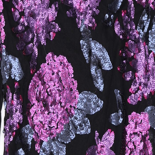 Cotton Traders Womens Purple Geometric Polyester Bodycon Size 12 Square Neck Pullover